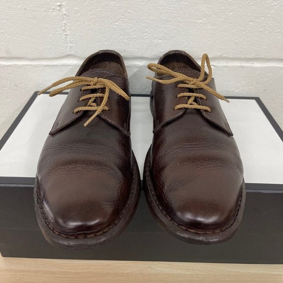 Moma Men's Brown Leather Oxford Dress Shoes Lace up Sz 40 EU/7 US Made In Italy - Picture 1 of 11